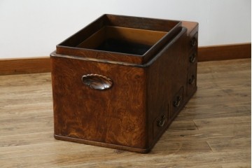 和製アンティーク　総欅(ケヤキ)材　和の趣漂う杢目の素晴らしい長火鉢　(R-067741)