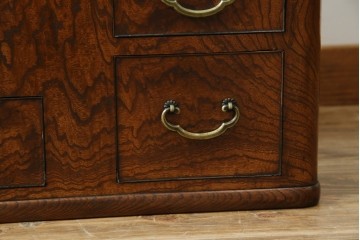 和製アンティーク　総欅(ケヤキ)材　和の趣漂う杢目の素晴らしい長火鉢　(R-067741)