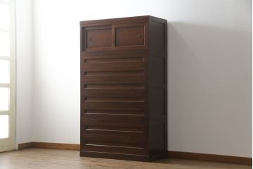 中古　美品　松本民芸家具　高山デザイン　落ち着いた品のある和タンス(引き出し、収納箪笥、洋服タンス、衣装箪笥、チェスト)(R-067742)