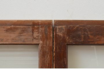アンティーク建具　モールガラス入り　シンプルなデザインでお部屋に合わせやすいガラス窓2枚セット(ガラス戸、引き戸)(R-067757)