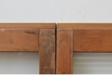 アンティーク建具　モールガラス入り　シンプルなデザインでお部屋に合わせやすいガラス窓2枚セット(ガラス戸、引き戸)(R-067757)