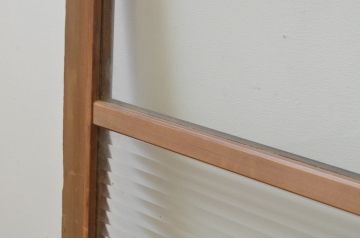 アンティーク建具　モールガラス入り　シンプルなデザインでお部屋に合わせやすいガラス窓2枚セット(ガラス戸、引き戸)(R-067757)