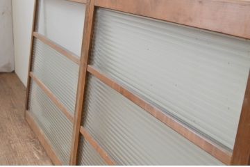 アンティーク建具　モールガラス入り　シンプルなデザインでお部屋に合わせやすいガラス窓2枚セット(ガラス戸、引き戸)(R-067757)