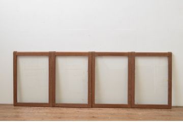 アンティーク建具　シンプルデザインの大判ガラス窓4枚セット(引き戸、ガラス戸)(R-067759)