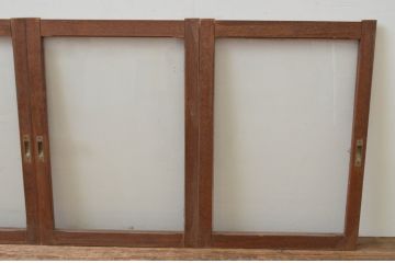 アンティーク建具　シンプルデザインの大判ガラス窓4枚セット(引き戸、ガラス戸)(R-067760)