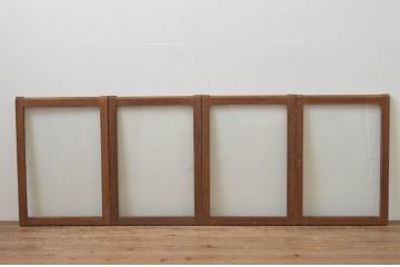 アンティーク建具　シンプルデザインの大判ガラス窓4枚セット(引き戸、ガラス戸)(R-067760)