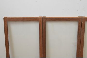 アンティーク建具　シンプルデザインの大判ガラス窓4枚セット(引き戸、ガラス戸)(R-067760)