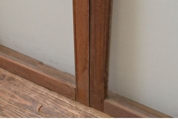 アンティーク建具　シンプルデザインの大判ガラス窓4枚セット(引き戸、ガラス戸)(R-067760)