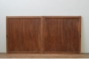 アンティーク建具　杉材　落ち着いた和の空間を演出する板戸窓2枚セット(引き戸)(R-067762)
