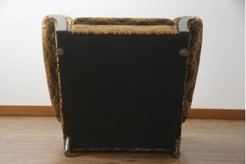 和製ビンテージ　ミッドセンチュリーな雰囲気漂うファブリックの図柄が目を惹く!!素晴らしいデザインが魅力の一人掛けソファ(レトロ、1人掛けソファ、パーソナルソファ、ラウンジチェア、アームチェア、ヴィンテージ)(R-067764)