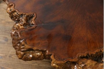 和製ビンテージ　花梨(カリン)材　大振り!!　極厚天板9cm!!　堂々とした威厳あふれる佇まいが魅力的な1枚板座卓(センターテーブル、ローテーブル、ヴィンテージ、一枚板)(R-067767)