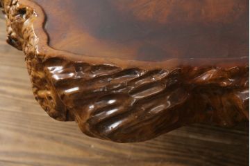 和製ビンテージ　花梨(カリン)材　大振り!!　極厚天板9cm!!　堂々とした威厳あふれる佇まいが魅力的な1枚板座卓(センターテーブル、ローテーブル、ヴィンテージ、一枚板)(R-067767)