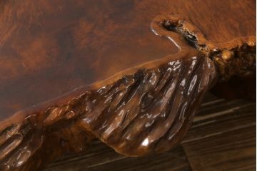 和製ビンテージ　花梨(カリン)材　大振り!!　極厚天板9cm!!　堂々とした威厳あふれる佇まいが魅力的な1枚板座卓(センターテーブル、ローテーブル、ヴィンテージ、一枚板)(R-067767)