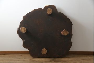 和製ビンテージ　花梨(カリン)材　大振り!!　極厚天板9cm!!　堂々とした威厳あふれる佇まいが魅力的な1枚板座卓(センターテーブル、ローテーブル、ヴィンテージ、一枚板)(R-067767)