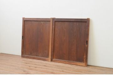 アンティーク建具　杉材　落ち着いた和の空間を演出する板戸窓2枚セット(引き戸)(R-067777)