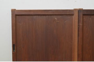 アンティーク建具　杉材　落ち着いた和の空間を演出する板戸窓2枚セット(引き戸)(R-067777)