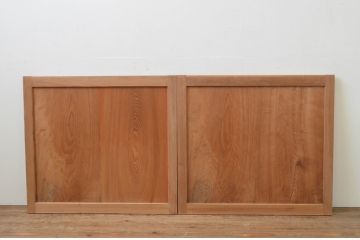 アンティーク建具　杉材　経年を感じさせる木味が魅力の板戸窓2枚セット(引き戸)(R-067782)