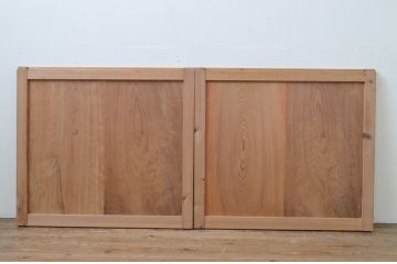 アンティーク建具　杉材　経年を感じさせる木味が魅力の板戸窓2枚セット(引き戸)(R-067782)
