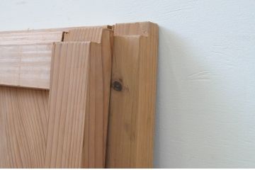 アンティーク建具　杉材　経年を感じさせる木味が魅力の板戸窓2枚セット(引き戸)(R-067782)