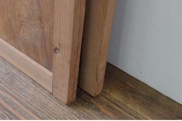 アンティーク建具　杉材　経年を感じさせる木味が魅力の板戸窓2枚セット(引き戸)(R-067782)