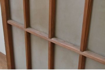 アンティーク建具　レトロな空間作りにおすすめな格子入りガラス窓2枚セット(引き戸、格子戸、ガラス戸)(R-067787)