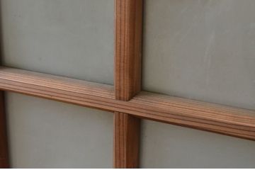 アンティーク建具　レトロな空間作りにおすすめな格子入りガラス窓2枚セット(引き戸、格子戸、ガラス戸)(R-067787)
