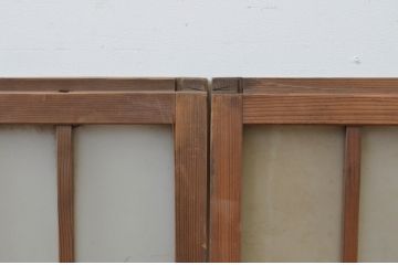 アンティーク建具　レトロな空間作りにおすすめな格子入りガラス窓2枚セット(引き戸、格子戸、ガラス戸)(R-067787)