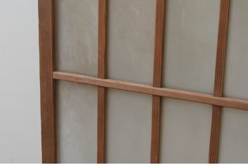 アンティーク建具　レトロな空間作りにおすすめな格子入りガラス窓2枚セット(引き戸、格子戸、ガラス戸)(R-067787)