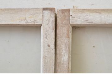 アンティーク建具　ペイント仕上げ限定　インテリアに合わせやすいシンプルなペンキガラス窓2枚セット(引き戸、ガラス戸)(R-067788)