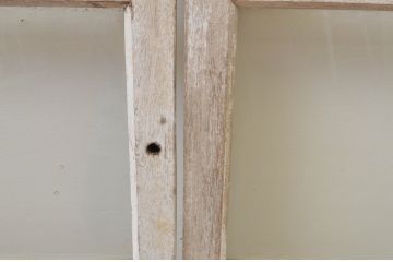アンティーク建具　ペイント仕上げ限定　インテリアに合わせやすいシンプルなペンキガラス窓2枚セット(引き戸、ガラス戸)(R-067788)