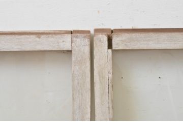 アンティーク建具　ペイント仕上げ限定　インテリアに合わせやすいシンプルなペンキガラス窓2枚セット(引き戸、ガラス戸)(R-067788)