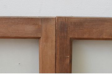 アンティーク建具　杉材　インテリアに合わせやすいシンプルなガラス窓2枚セット(引き戸、ガラス戸)(R-067789)