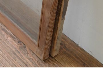 アンティーク建具　杉材　インテリアに合わせやすいシンプルなガラス窓2枚セット(引き戸、ガラス戸)(R-067789)