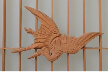 アンティーク建具　片面ガラス　鶴と亀の彫刻が目を惹く!上質な和の空間づくりにおすすめな書院戸2枚セット(窓、引き戸、ガラス戸)(R-067791)