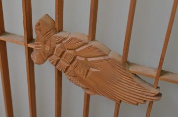 アンティーク建具　片面ガラス　鶴と亀の彫刻が目を惹く!上質な和の空間づくりにおすすめな書院戸2枚セット(窓、引き戸、ガラス戸)(R-067791)