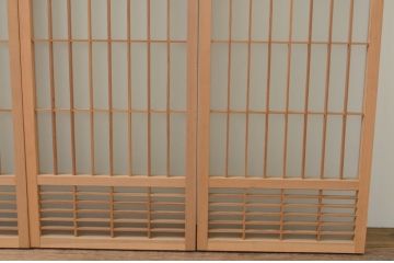 アンティーク建具　片面ガラス　和の雰囲気漂う組子入り書院戸4枚セット(引き戸、ガラス戸、窓)(R-067792)
