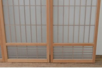 アンティーク建具　片面ガラス　和の雰囲気漂う組子入り書院戸4枚セット(引き戸、ガラス戸、窓)(R-067792)