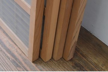 アンティーク建具　片面ガラス　和の雰囲気漂う組子入り書院戸4枚セット(引き戸、ガラス戸、窓)(R-067792)