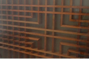 アンティーク建具　両面ガラス　落ち着いた和の雰囲気を演出する組子入り書院戸2枚セット(窓、ガラス戸、引き戸)(R-067793)