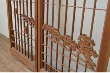 アンティーク建具　山と海どちらの風情も味わえる書院戸2枚セット(窓、書院戸、引き戸)(R-067795)