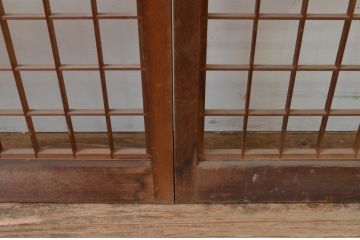 アンティーク建具　山と海どちらの風情も味わえる書院戸2枚セット(窓、書院戸、引き戸)(R-067795)