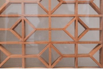 アンティーク建具　両面ガラス　松竹・鶴の彫刻の入った書院戸4枚セット(引き戸、ガラス戸、窓)(R-067796)