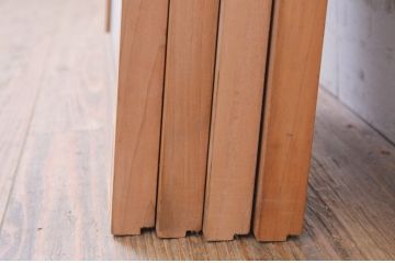 アンティーク建具　両面ガラス　松竹・鶴の彫刻の入った書院戸4枚セット(引き戸、ガラス戸、窓)(R-067796)