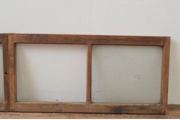 アンティーク建具　レトロな雰囲気漂う小さなガラス窓2枚セット(引き戸、ガラス戸)(R-067797)