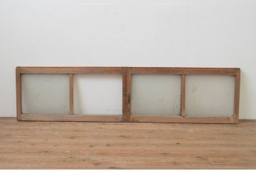 アンティーク建具　レトロな雰囲気漂う小さなガラス窓2枚セット(引き戸、ガラス戸)(R-067797)