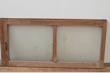アンティーク建具　レトロな雰囲気漂う小さなガラス窓2枚セット(引き戸、ガラス戸)(R-067797)