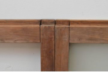 アンティーク建具　レトロな雰囲気漂う小さなガラス窓2枚セット(引き戸、ガラス戸)(R-067797)