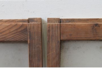 アンティーク建具　経年を感じさせる木味が魅力のガラス窓2枚セット(引き戸、ガラス戸)(R-067798)