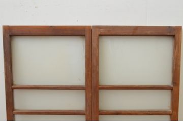 アンティーク建具　レトロな空間作りにおすすめなガラス窓2枚セット(引き戸、ガラス戸)(R-067801)