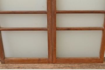 アンティーク建具　レトロな空間作りにおすすめなガラス窓2枚セット(引き戸、ガラス戸)(R-067801)